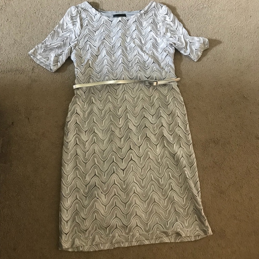 Silver cocktail dress with belt